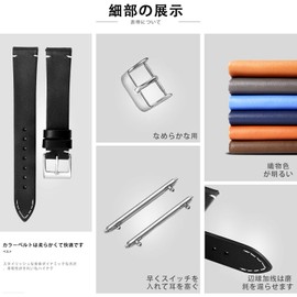 [BINLUN] Genuine Leather Watch Band Quick Release Leather Watch Strap for Men Women Replacement Watch Strap Unisex 12mm 14mm 16mm 18mm 20mm 22mm 24mm 4 Colors (Orange/Black/Brown/Light Brown),