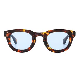 LJCZKA Vintage Round Sunglasses for Women Men Oval Small Circle Fashion 90s Unisex UV400 Protection Glasses (LeopardBlue)