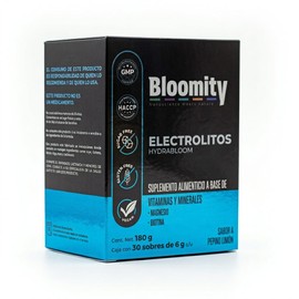 HydraBloom Electrolitos – Suplemento de Vitaminas y Minerales | Magnesio y Biotina | Sin Azúcar | Vegano | Sabor Pepino Limón – 30 sobres x 6 g