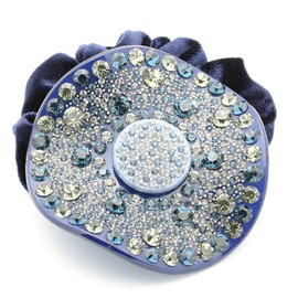 Ponytail Holders for Women Faux Rhinestone Large Vintage Round Hair Ponytail Holders Decorative, Blue