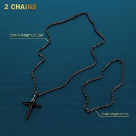 LeapoFaith Polished Pendant for Car Rear View Mirror Decor Stainless Steel Cross Amulet Adult Men Christian Gift (Black)