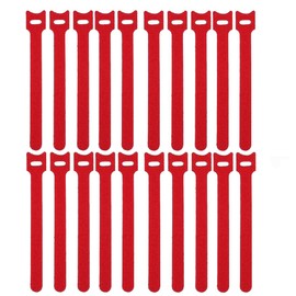 Kable Kontrol Hook and Loop Fastener Tape Wraps, 7” Inch x 1/2” Inch, Double Sided Non-Adhesive Non-Sticky Nylon Reusable Strip Adjustable Strap Wire Organizer Cable Wrap – Red – 20 Pcs