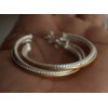 Designer Inspired 44mm Two Tone Crossover Hoop Earrings