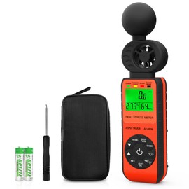 Heat Stress Meter Anemometer, Wet Bulb Globe Heat Stress Meter LCD Display WBGT Alarms Monitoring for Indoor & Outdoor Use-Temperature Humidity Meter Orange