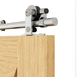 CCJH 5FT/60'' Stainless Steel Sliding Track Barn Door Hardware Kit for Single Door Heavy Duty
