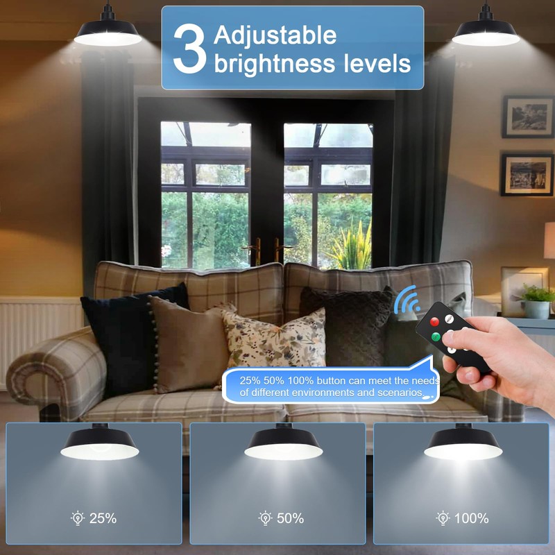 GUYULUX Solar Pendant Lights Outdoor, Solar Shed Light with 360°