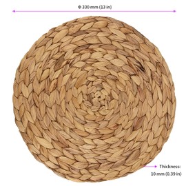 JEUIHAU Set of 8 Water Hyacinth Braided Placemat, 13 Inch Round Placemats Rattan Placemats, Natural Wicker Seagrass Rattan Placemats Non-Slip Woven Placemats for Dining Table, Decoration