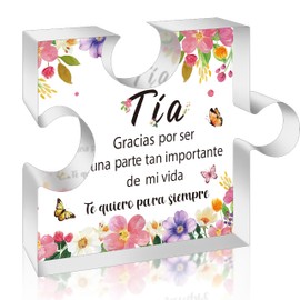 Yopyame Spanish Aunt Birthday Gifts - Regalos para tía Acrylic Heart Plaque Aunt Birthday Gifts from Niece and Nephew Keepsake Paperweight Gift in Spanish for Aunt Christmas Wedding Mother's Day Gift
