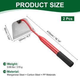 HARFINGTON 2pcs Garden Hoe 16.14" x 6.3" Steel Hoe Garden Tool Anti-Rust with Non-Slip Handle Edger Weeder Shovel for Backyard Loosening Farm Planting Weeding, Red
