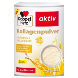 Doppelherz Doppelherz Kollagenpulver mit Vitamin C, Zink und Biotin, 5000 mg Kollagenhydrolysat je 7,5 g Pulver, 40 Portionen, Zitronen Gechmack, 300 g