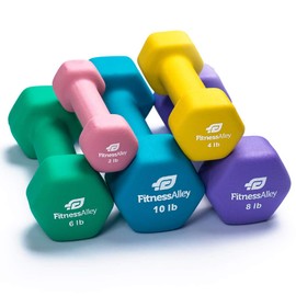 Fitness Alley Neoprene Dumbbell 5 Pairs Set Coated for Non Slip Grip - Hex Dumbbells Weight Set - Neoprene Hand Weight Pairs - Hex Hand Weights Neoprene Dumbbells Combo (2LB, 4lb, 6lb, 8lb & 10lb)