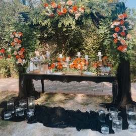 Wish Care 10ft x 10ft Black Backdrop Curtains, Wrinkle-Free Sheer Chiffon Fabric Backdrop Drapes for Wedding Arch Party Ceremony Stage Decoration