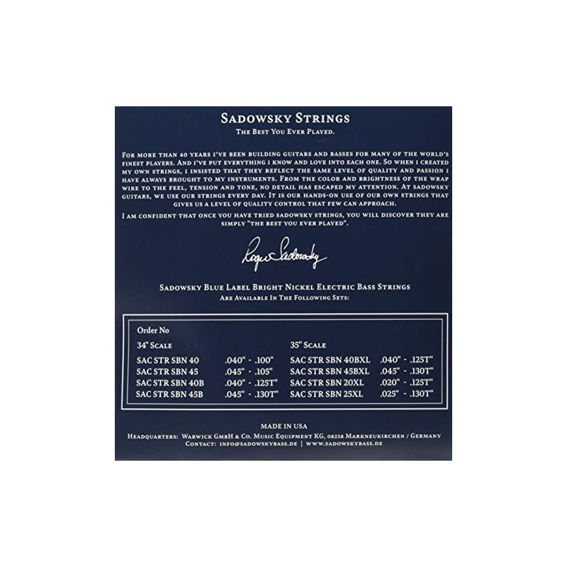 Blue Label Base Strings, Nickel Strings, 4 Strings, 045-105 SBN45