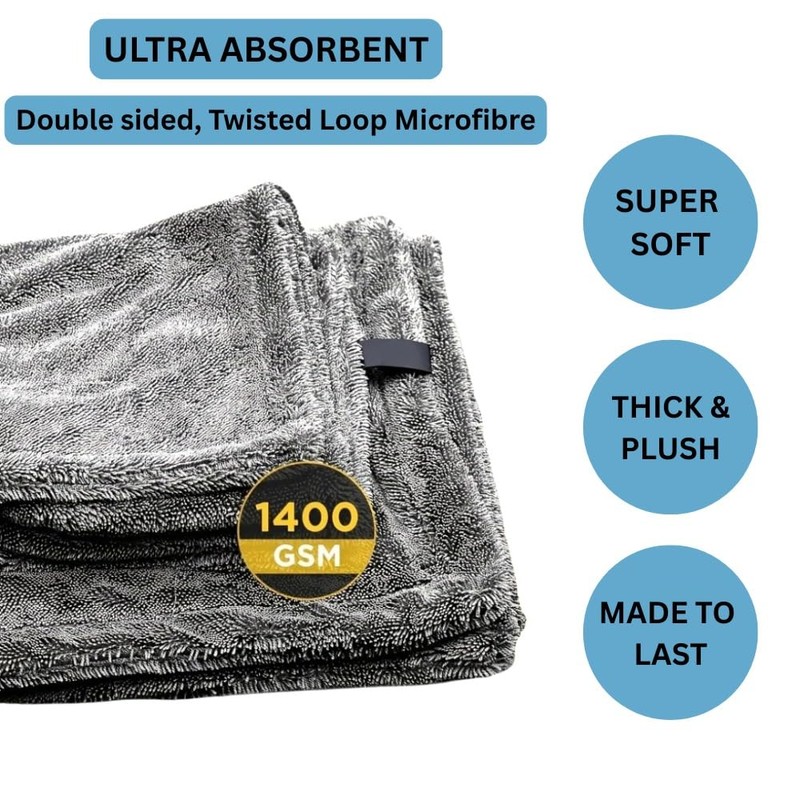 RJP Giant Twisted Loop Microfibre Towel - Fast Streak-Free Car