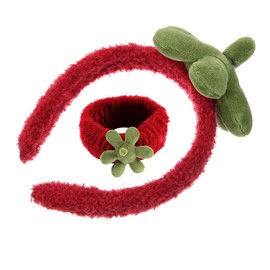 Healeved 2pcs Strawberry Hair Band Cute Facial Hairband for Washing Face Comfortable Wristbands for All Hair for Skincare Yoga Sessions