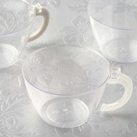 Tableclothsfactory 60 Pack 7.2 oz Gold Glittered Clear Champagne Flutes Cocktail Disposable Plastic Glasses