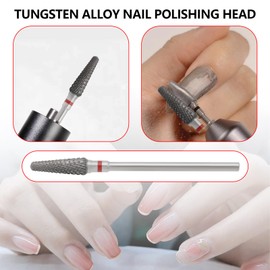 Be In Your Mind Milling Cutter Attachment Carbide Cutter 2.35 mm Manicure Drill Attachment Beauty Nail Drill Electric Manicure for Removing Gel Cuticles and Plate (Red F Fine Teeth)