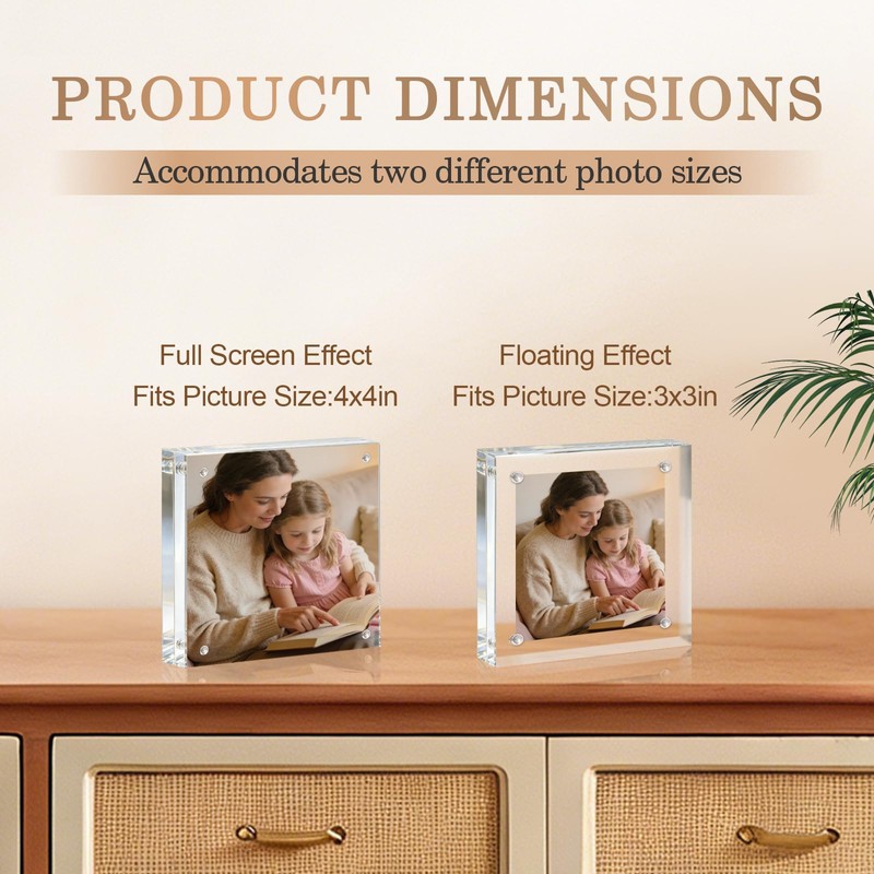 BSRHOME Acrylic Frame, 4x4 Picture Frame 1 Pack, 20MM Thicker