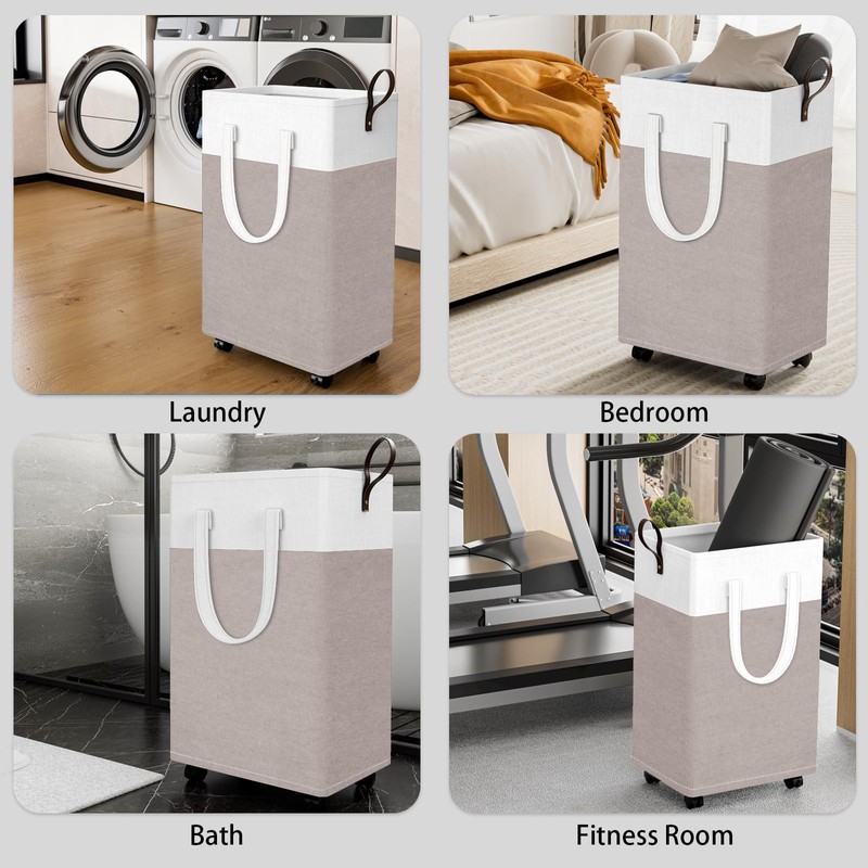 HomeHacks 75L Rolling Laundry Basket with Wheels, Collapsible & Waterproof