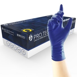 UNIGLOVES PRO.TECT Latex HD GA0014 Disposable Powder-Free Gloves, Box of 50 Gloves, Dark Blue, Large
