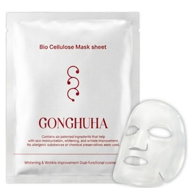 GONGHUHA Red Ginseng Bio Cellulose Face Mask - Deep Hydrating Sheet Mask with Honeysuckle & Cica - Soothing Korean Skincare for Glowing Skin - 1 Sheet