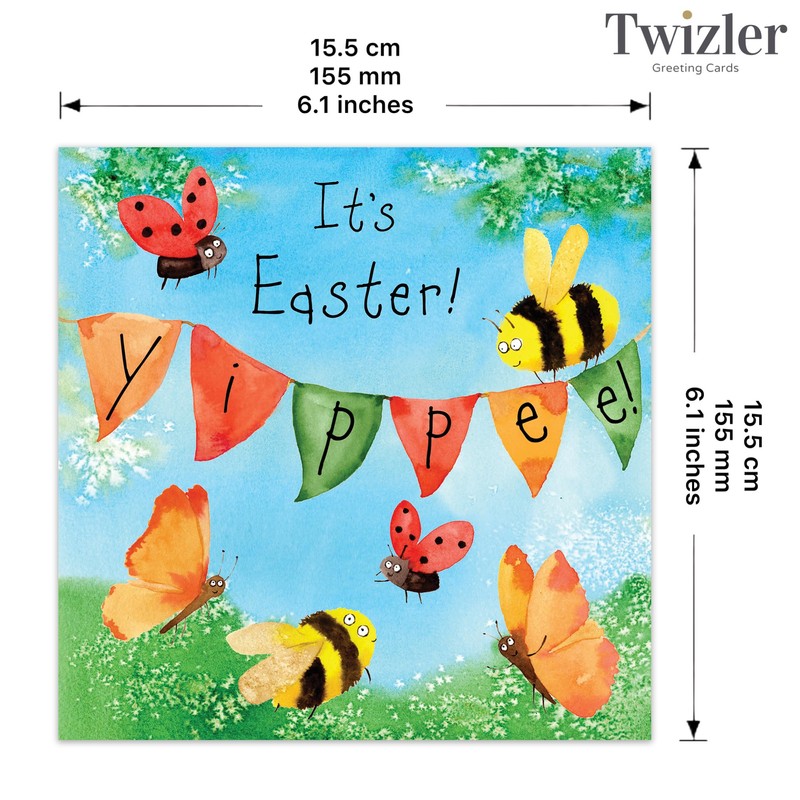 Twizler Easter Cards Pack of 12 - Bees & Ladybirds