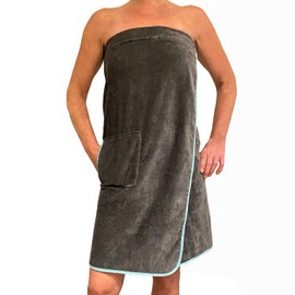 HOMELEVEL Sauna kilt for men and women with Velcro closure and bag, made of 100% cotton, sauna kilt sarong, Anthracite / mint green