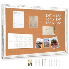 DOLLAR BOSS Cork Board for Walls Corkboard 24 x 36 Inches Bulletin Boards for Walls Decorative Hanging Pin Board Vintage White Wooden Frame, Vision Board Cork Notice Board for Office Home Decor