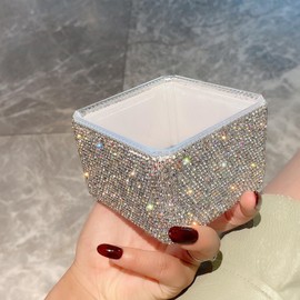 Bestbling Bling Luxurious Rhinestone Desktop Organizer - High-End Makeup Storage Box Organizer Holder - Elegant Vanity Lipstick Display for Bedroom Dressing Table (Silver)