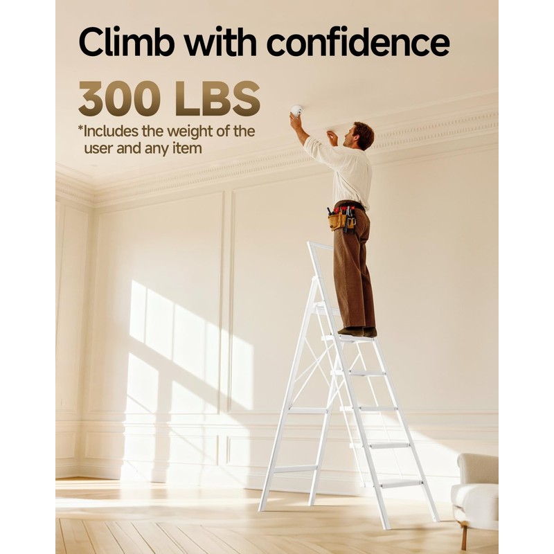 SOLADDER 6 Step Ladder, Anti-Slip and Foldable Step Ladder for
