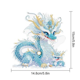 DCIDBEI DIY 5D Diamond Painting Pendant with Chain Dragon 15 x 15 cm Diamond Painting Mosaic Art Craft Gift for Door Window Diamond Painting Ornaments Pendant Plaque Front Door Sign Wall Sign