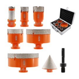 BGTEC Diamond Hole Saw Kit - 8PCS 25/35/50/75/100mm Core Bit + 20mm Finger Bit + 50mm Chamfer Bit + SDS Adapter for Porcelain Tile, Ceramic, Marble, Granite