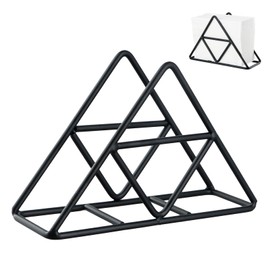 Rapidbok Stainless Steel Napkin Holder, Metal Napkin Holder, Triangular Napkin Holder, Paper Napkin Holder, Napkin Holder for Kitchen Worktops/Dining Tables/Picnic Tables(Black)