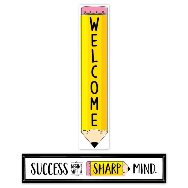 CTP Doodle Pencil Welcome Classroom Banner Double Sided, Includes 2