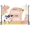 Sensfun Holy Cow I'm One Birthday Backdrop Boho Pampas Floral