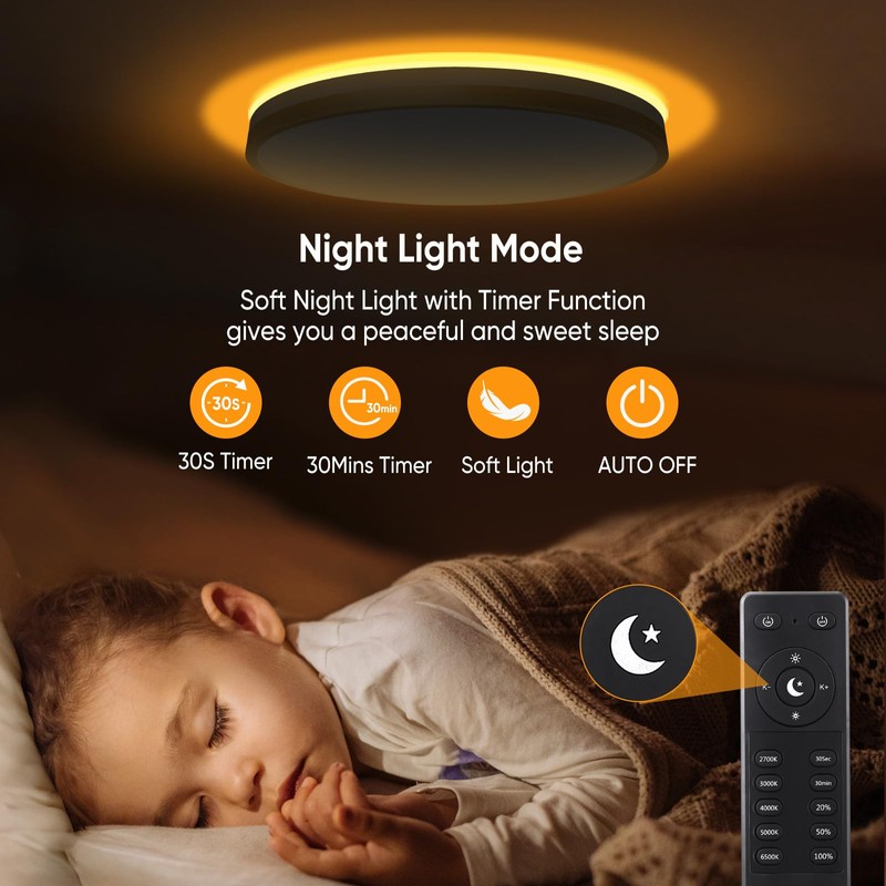 Lightania 15 Inch Flush Mount Ceiling Light with Remote Control