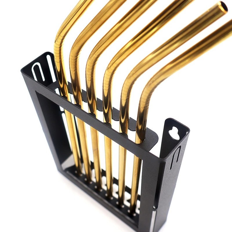 Straw Holder (Black) Reusable Drinking Straws Storage for Reusable Drinking