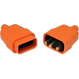 LEDANGEL Inline Plug Socket Connector Set – 2-Pin & 3-Pin Male & Female Rewireable Plugs – 250V 10A Screw Terminal with Snap-Lock & Gold-Plated Pins – Black/White/Orange (3 pin orange)