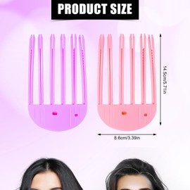 2pcs Wind Shaping Styling Combs for Curly Fluffy Bangs, 6-Tooth Instant Hair Root Lifting Clips Easy High Crown Volume Tools for Women's Natural Voluminous Volumizing Looks(Purple, Pink)
