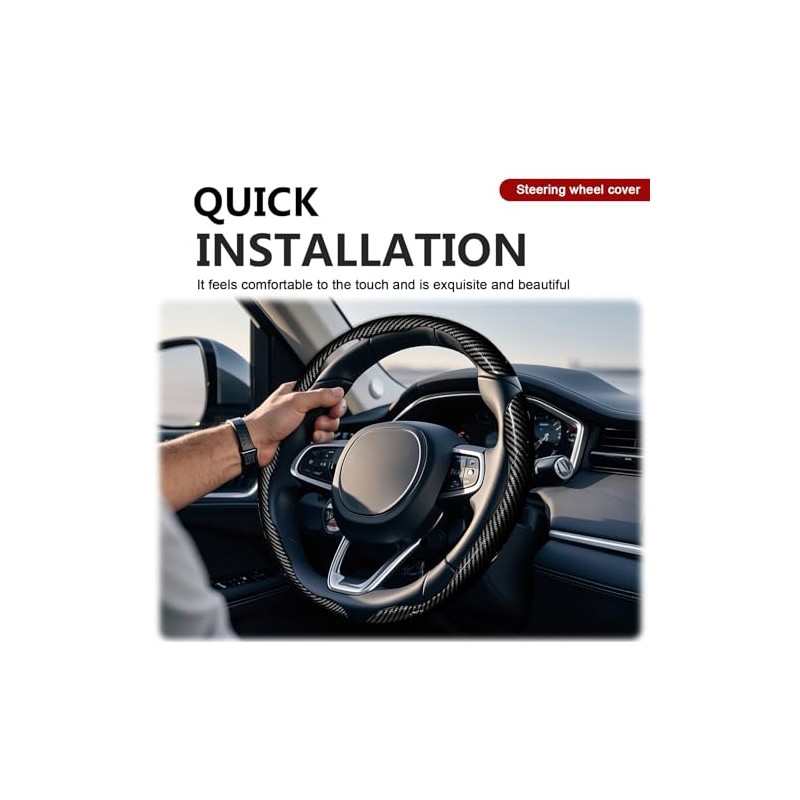 3pcs Universal Carbon Fiber Steering Wheel Cover - Anti-Slip &
