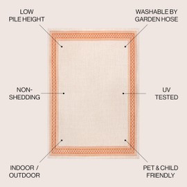 JONATHAN Y SMB207F-8 Lucia Classic Diamond Border Indoor Outdoor Area Rug, Farmhouse Traditional Solid Easy Cleaning,Bedroom,Kitchen,Backyard,Patio,Non Shedding, 8 X 10, Cream/Orange