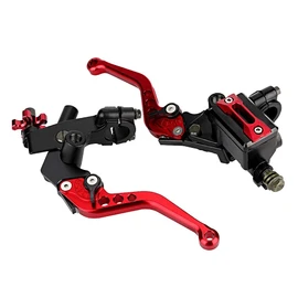 Keenso 1 Pair Adjustable Break and Clutch Levers, 7/8" Universal Motorcycle Brake Clutch Master Cylinder Reservoir Levers for Motorbike(Red #1) Brakes/Brake Drums and Accessories clutch lever