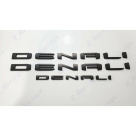 GMC 3pc Matte Black Door Rear DENALI Emblems Letters 2021-2023 GMC Yukon Yukon XL