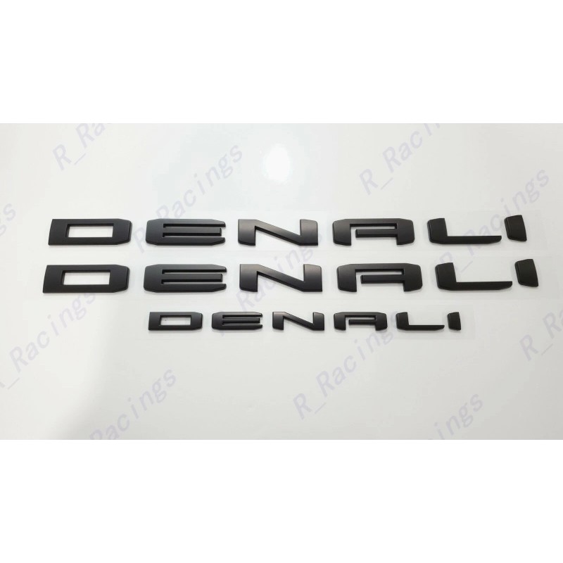 GMC 3pc Matte Black Door Rear DENALI Emblems Letters 2021-2023