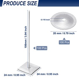PATIKIL 100mm Self Stick Insulation Pins, 100Sets 0.95in Washers Aluminum Insulation Hangers Cap Round Washers for Foam Board Wall Floor Ceiling