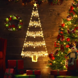 Toodour Christmas Decorations Indoor Lights, 2.65ft LED Christmas Lights, Warm White Christmas Wall Window Hanging Lights, Battery Operated Holiday Decorative Lights for Outdoor, Garden, Home Decor