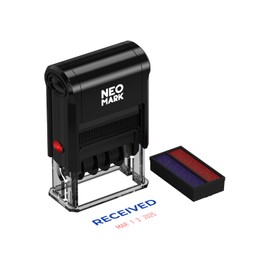 NEO MARK Self-Inking Received Date Stamp, 12-Year Adjustable Dater