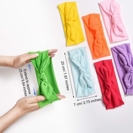 WILLBOND 13 Pieces Hair Bands Bows Solid Color Knot Headwrap Bowknot Headbands Rabbit Ear Hairband Hair Accessories for Woman Girls, 13 Colors (Cute Color)