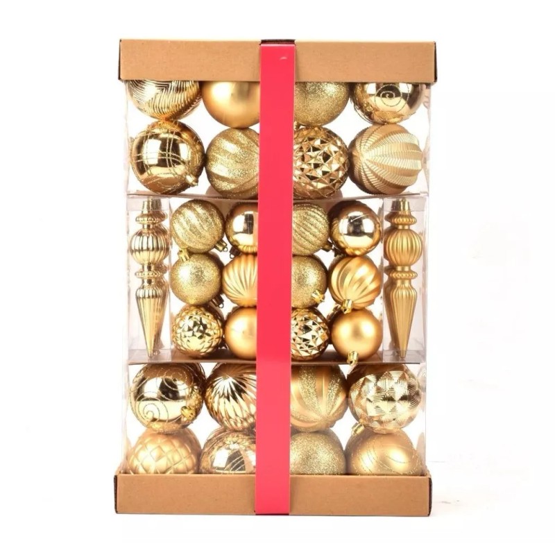 Holiday Time Set Esferas Oro Decorativas Navideñas 74 Piezas Navidad