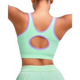 RUNNING GIRL Womens Workout Seamless Bra, Push Up Sports Bras for Women High Support Moulded Cup Racerback Yoga Bra(WX3089 Light Green M)